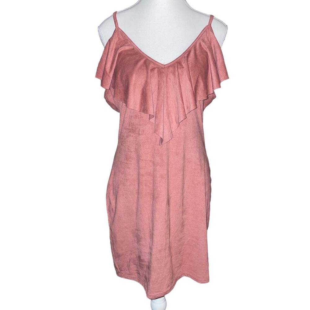 Adara Ruffled V-neck Mini Dress/Tunic Mauve Blush